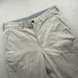 Brooks Brothers Clark Chino Pants Mens 34x32 Khaki Beige Flat Front Straight Leg